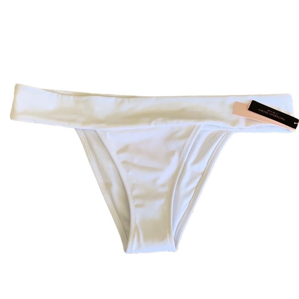 WHITE HIGH RISE BIKINI BOTTOMS NEW WITH TAGS SIZE M